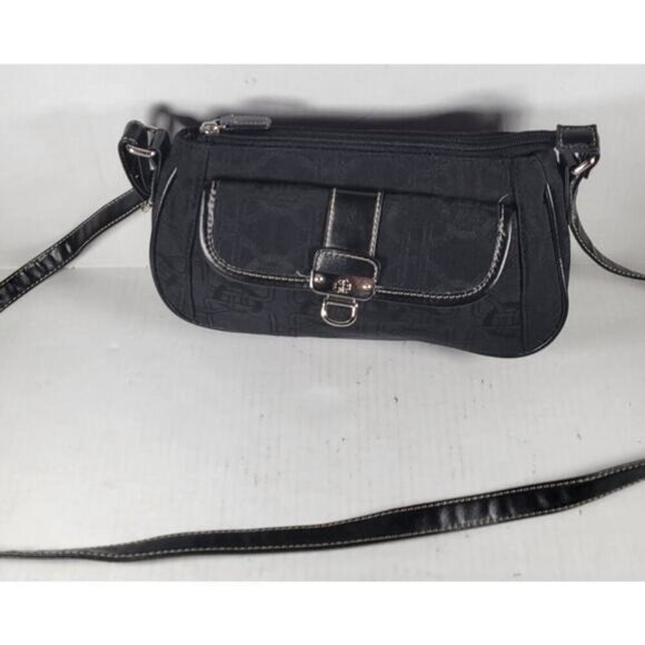 Treviso Black Crossbody Woven Bag with Front & Back Pockets - Picture 1 of 7